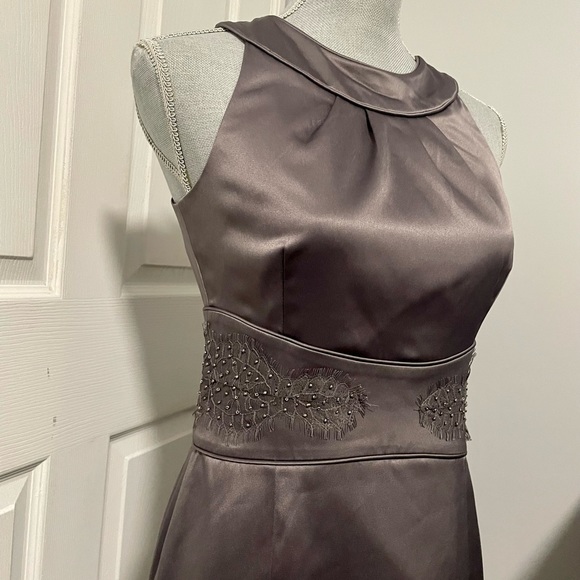 RW&Co Special Occasions grey satin dress size 2 NWOT - Picture 2 of 4